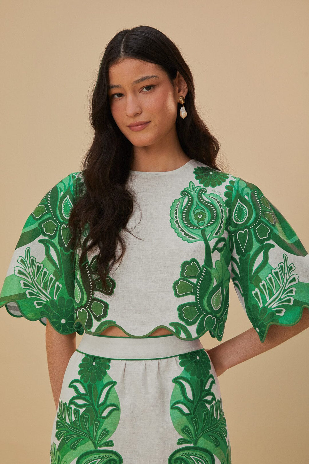 Green Color Festival Euroflax™ Blouse | FARM Rio Women