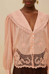 Pink Lacy Long Sleeve Blouse | FARM Rio Women