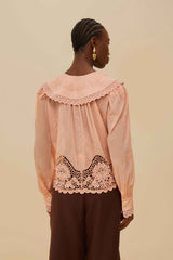 Pink Lacy Long Sleeve Blouse | FARM Rio Women