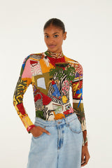 Multicolor Tropical Long Sleeve Turtleneck Blouse | FARM Rio | FARM Rio Women