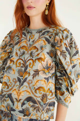 Blue Snake Garden 3d Applique Blouse | FARM Rio | FARM Rio Women