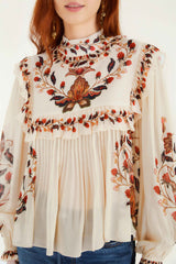 Cream Berry Garden Long Sleeve Blouse | FARM Rio | FARM Rio Women