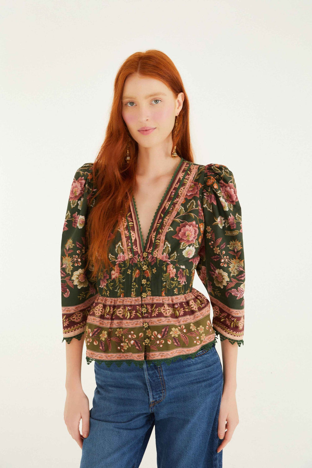 Green Flowering Garden Tree Blouse | FARM Rio | FARM Rio Women