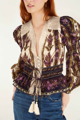 Sand Embroidered Tapestry Long Sleeve Blouse | FARM Rio | FARM Rio Women