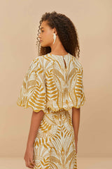 Off-White Lace Nature Euroflax™ Premium Linen Blouse | FARM Rio Women