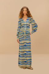 Blue Mixed Waves Knit Blouse | FARM Rio Women