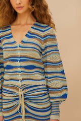 Blue Mixed Waves Knit Blouse | FARM Rio Women