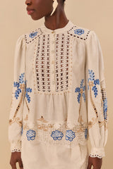 Off-White Romantic Richelieu Blouse | FARM Rio Women