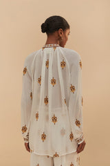 Off-White Anchor Tapestry Embroidered Long Sleeve Blouse | FARM Rio Women