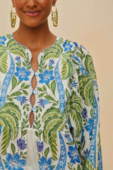 Off-White Tropicance Wavy Yoke Blouse | FARM Rio Women