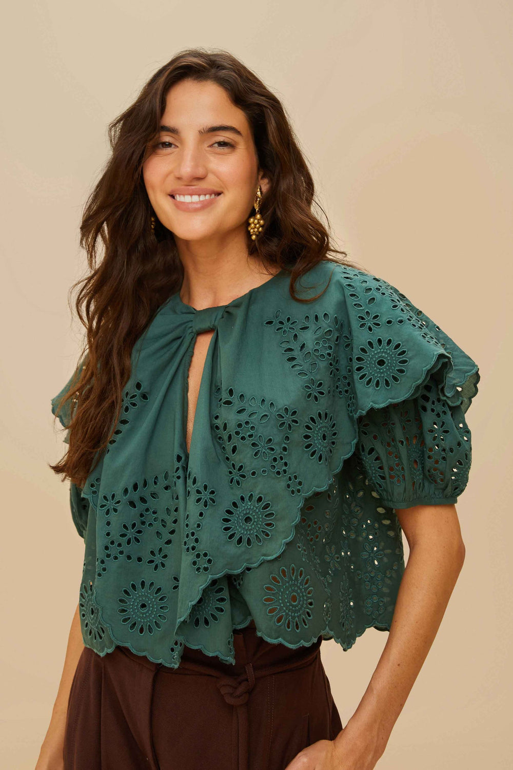 Green Maxi Lace Blouse | FARM Rio Women