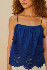 Blue Richelieu Sleeveless LENZING™ ECOVERO™ Euroflax™ Blouse | FARM Rio Women