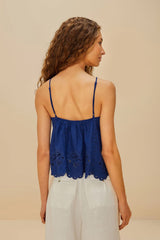 Blue Richelieu Sleeveless LENZING™ ECOVERO™ Euroflax™ Blouse | FARM Rio Women