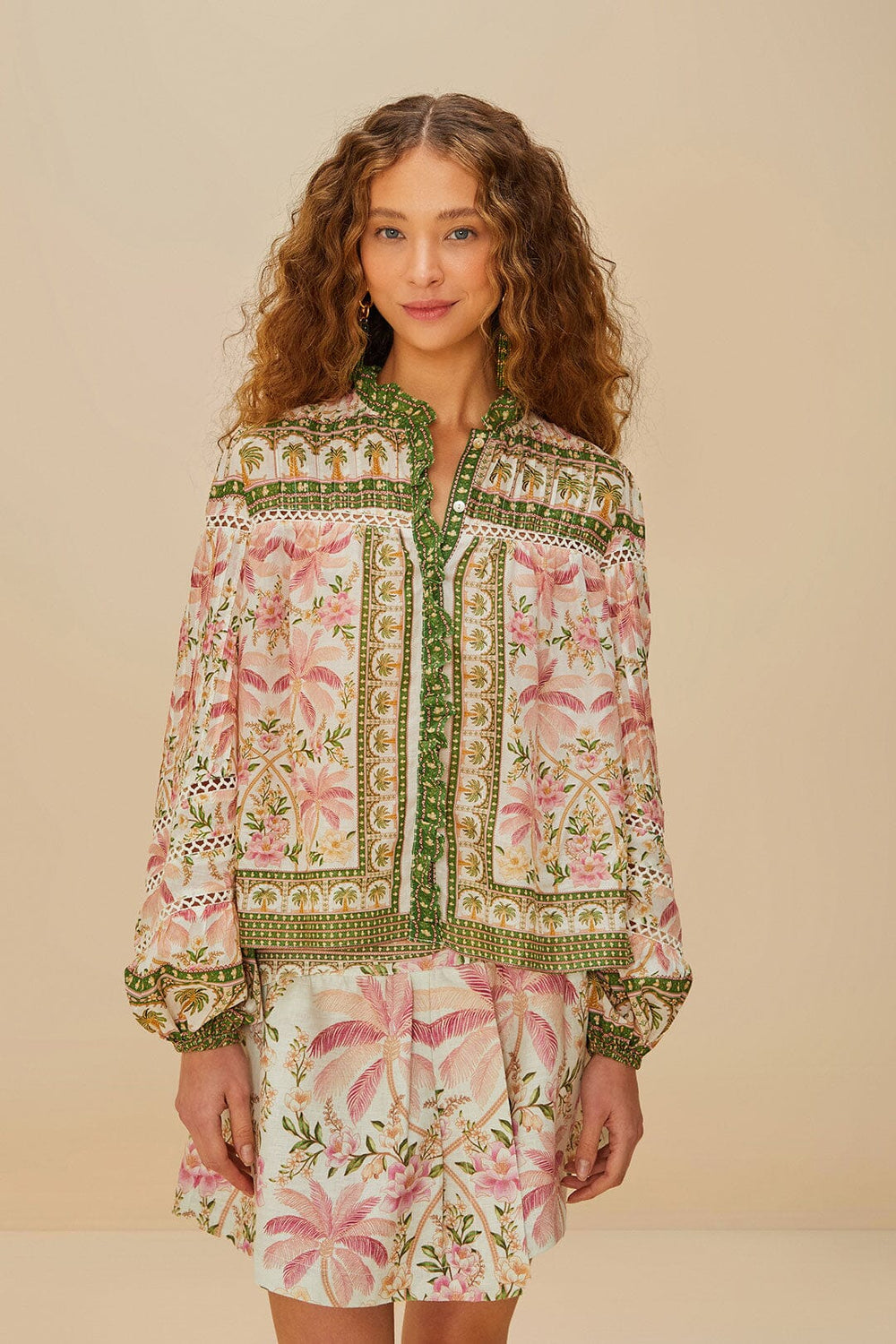 Off-White Palm Dream Blouse | FARM Rio Women