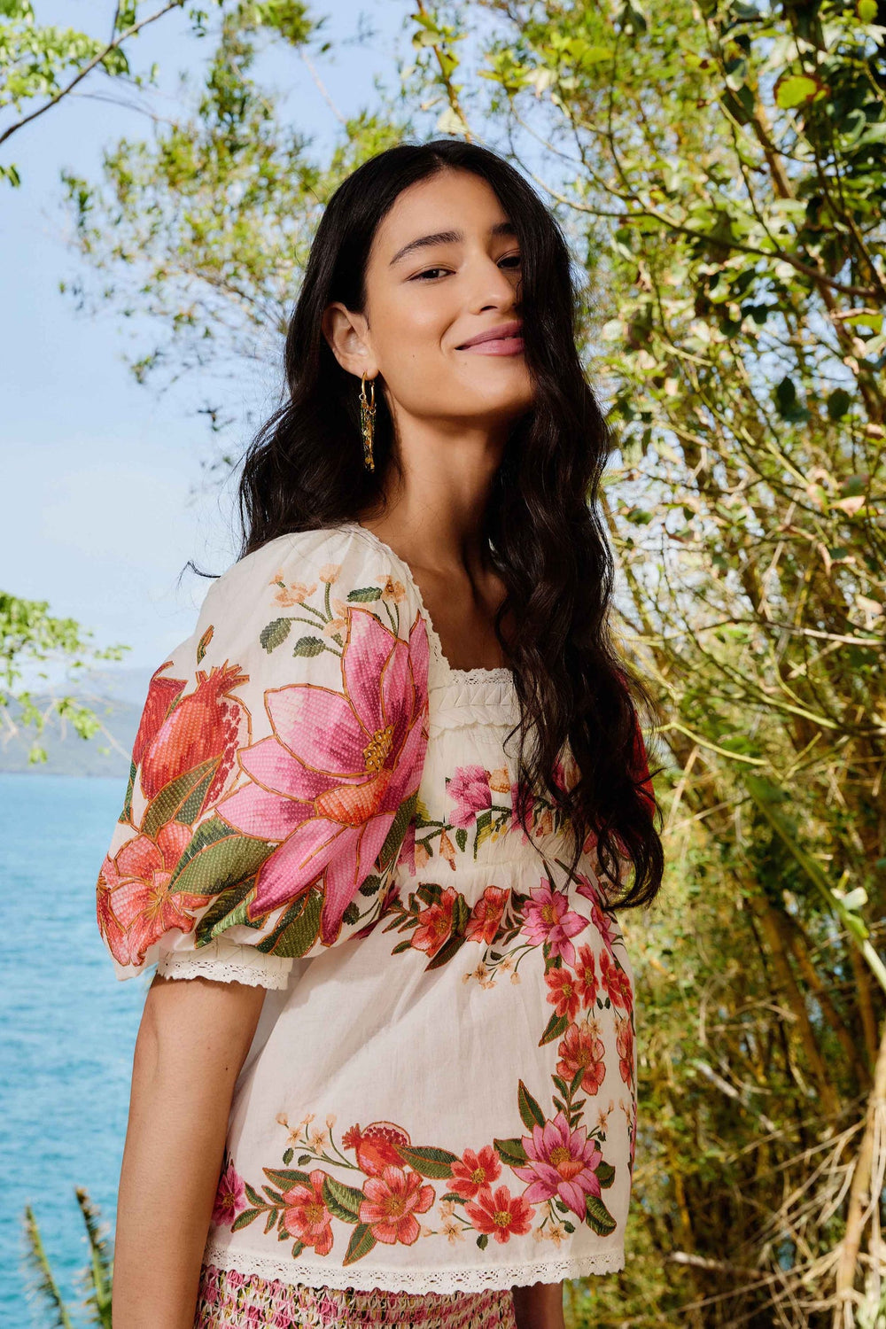 Off-White Summer Fruit Blouse | FARM Rio Women