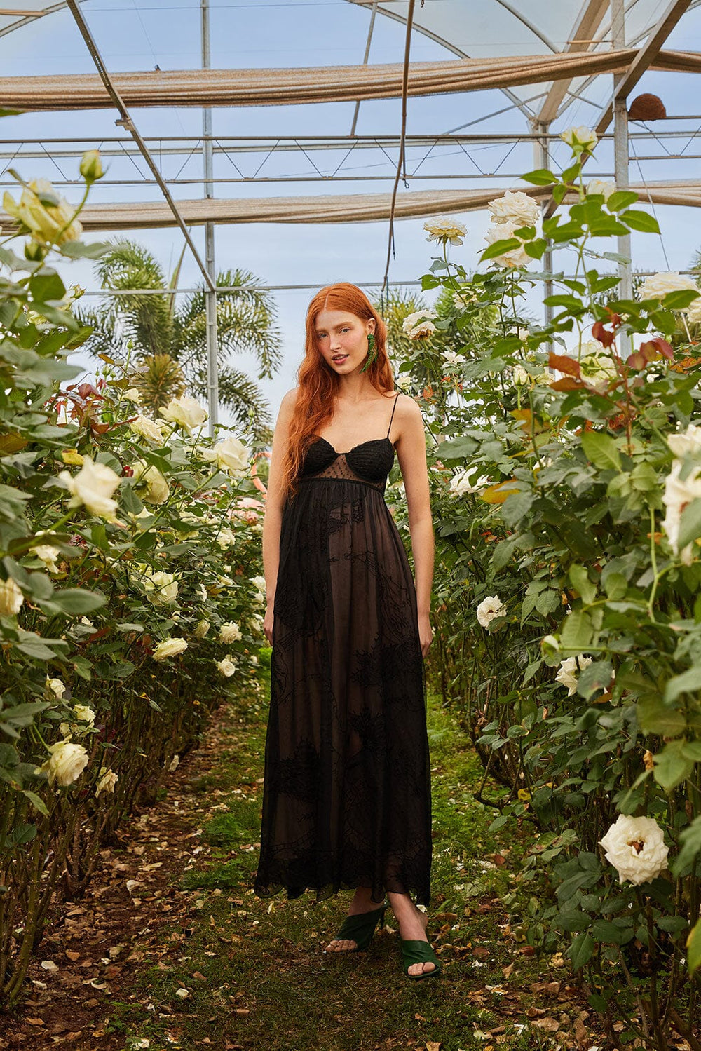 Black Special Lace Sleeveless Maxi Dress | FARM Rio Women
