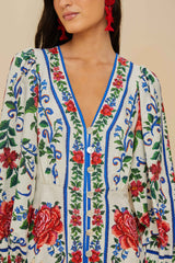 Off-White Flower Tapestry LENZING™ ECOVERO™ Euroflax™ Maxi Dress | FARM Rio Women