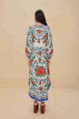 Off-White Flower Tapestry LENZING™ ECOVERO™ Euroflax™ Maxi Dress | FARM Rio Women