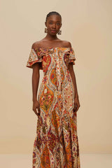 Multicolor Romantic Nature Off-Shoulder Maxi Dress | FARM Rio Women