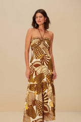 Sand Shell Mix Euroflax™ Premium Linen Maxi Dress | FARM Rio Women