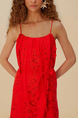 Red Flowers Richelieu LENZING™ ECOVERO™ Euroflax™ Maxi Dress | FARM Rio Women