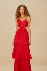 Red Flower LENZING™ ECOVERO™ Euroflax™ Maxi Dress | FARM Rio Women
