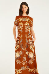 Orange Arabesque Paradise Lenzing� Ecovero� Viscose Maxi Dress | FARM Rio | FARM Rio Women