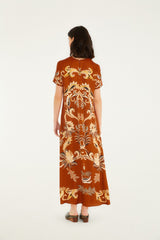 Orange Arabesque Paradise Lenzing� Ecovero� Viscose Maxi Dress | FARM Rio | FARM Rio Women