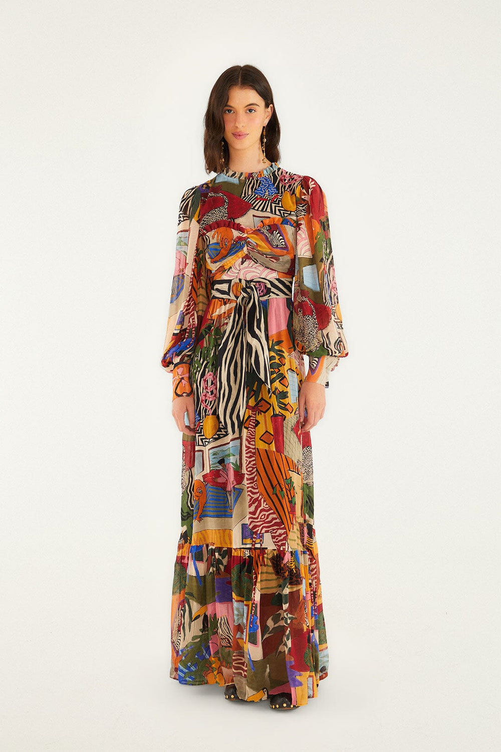 Tropical Multicolor Long Sleeve Maxi Dress | FARM Rio | FARM Rio Women