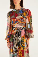 Tropical Multicolor Long Sleeve Maxi Dress | FARM Rio | FARM Rio Women