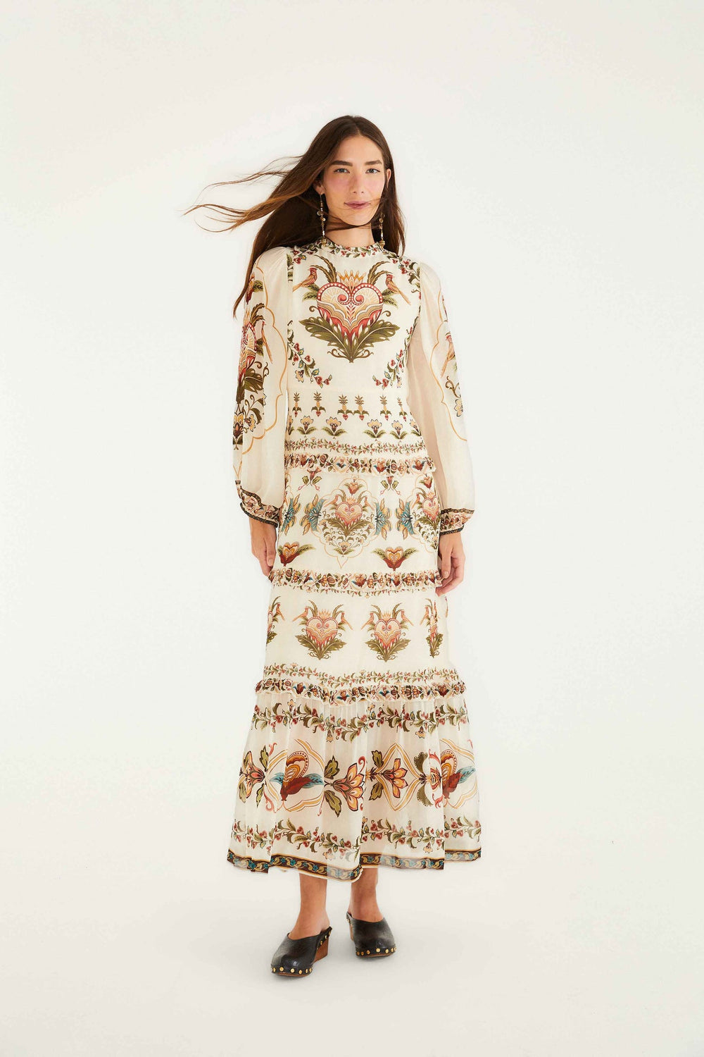 Cream Majestic Hearts Maxi Dress | FARM Rio | FARM Rio Women