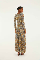 Blue Winter Tapestry Long Sleeve Maxi Dress | FARM Rio | FARM Rio Women