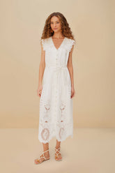 Off-White Sleeveless Euroflax™ Premium Linen Maxi Dress | FARM Rio Women