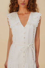 Off-White Sleeveless Euroflax™ Premium Linen Maxi Dress | FARM Rio Women