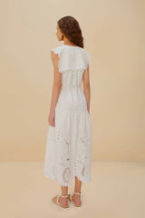 Off-White Sleeveless Euroflax™ Premium Linen Maxi Dress | FARM Rio Women