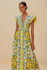 Off-White Sicily Scarf Organic Cotton Maxi Dress | FARM Rio Women