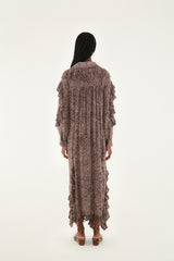 Pink Baby Leopard Long Sleeve Angled Frill Maxi Dress | FARM Rio | FARM Rio Women