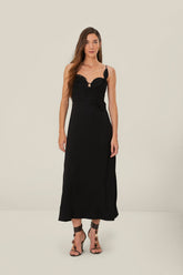 Black Flowered Bust Midi Dress | FARM Rio Women