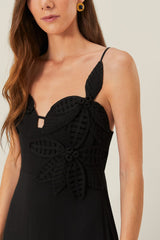Black Flowered Bust Midi Dress | FARM Rio Women