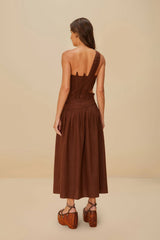 Burgundy Leaves Cut-Out LENZING™ ECOVERO™ Euroflax™ Midi Dress | FARM Rio Women