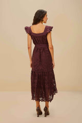 Brown Pineapple Guipure Midi Dress | FARM Rio Women