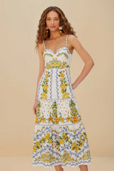 Off-White Sicily Organic Cotton Midi Dress | FARM Rio Women