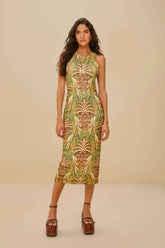 Pineapple Tapestry Green Tulle Midi Dress | FARM Rio Women