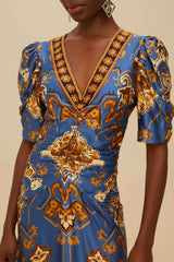 Blue Ornament Floral Midi Dress | FARM Rio Women