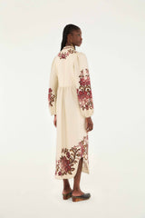 Sand Renata Floral Long Sleeve Midi Dress | FARM Rio | FARM Rio Women