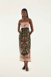 Green Flowering Garden Tree Sleveeless Midi Dress | FARM Rio | FARM Rio Women
