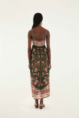 Green Flowering Garden Tree Sleveeless Midi Dress | FARM Rio | FARM Rio Women