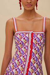 Multicolor Graphic Pineapple Scarf Organic Cotton Midi Dress | FARM Rio Women