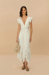 Off-White Butterfly Richelieu Midi Dress | FARM Rio Women