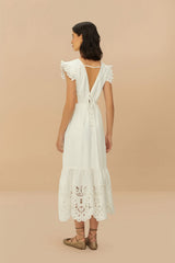 Off-White Butterfly Richelieu Midi Dress | FARM Rio Women